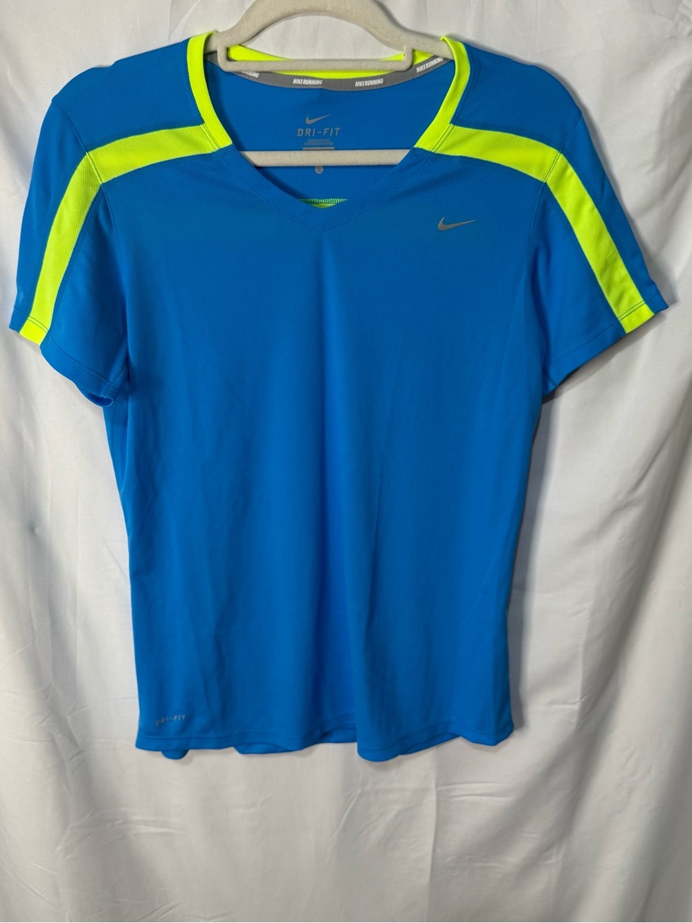 Nike Blue and Neon Yellow Dri-FIT Training Top